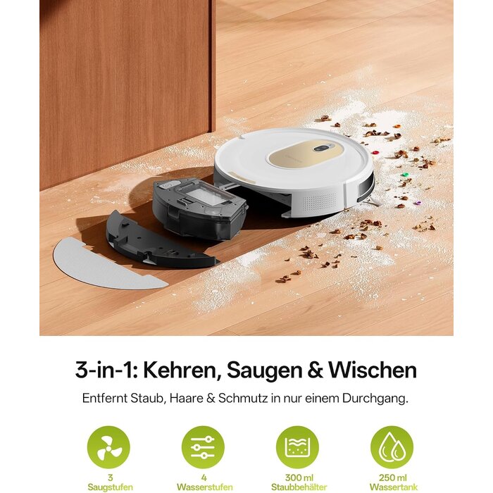 Saug- und Wischroboter 5000 Pa mit 34% Rabatt - Tierhaarspezialist - Weiß
