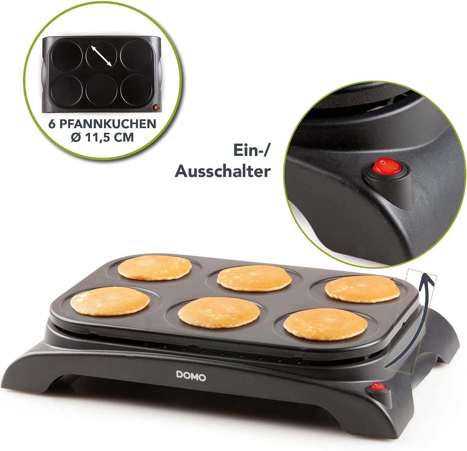 Pfannkuchenmaker für 6 Pancakes & Eier, 1000 Watt - 32% Rabatt