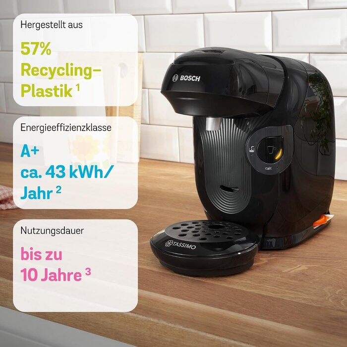 Bosch Vollautomatische Kapselmaschine schwarz, 1400W - 33% Rabatt