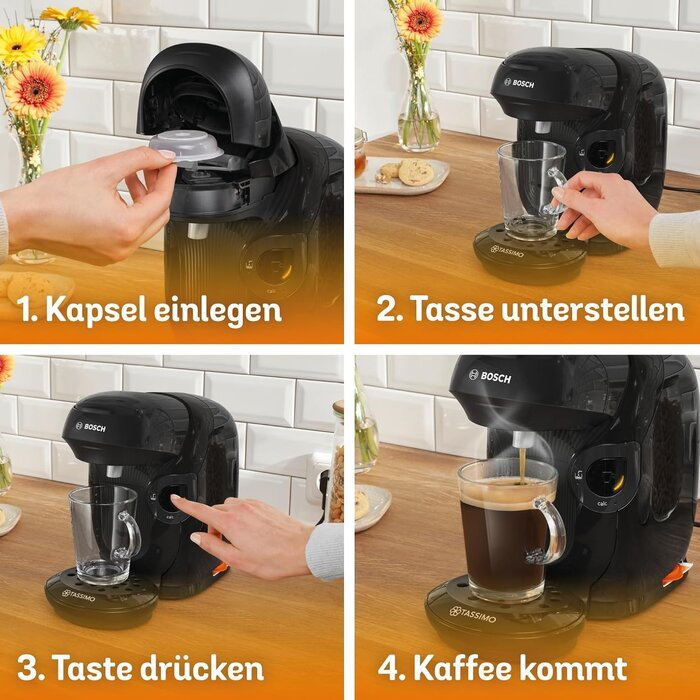 Bosch Vollautomatische Kapselmaschine schwarz, 1400W - 33% Rabatt