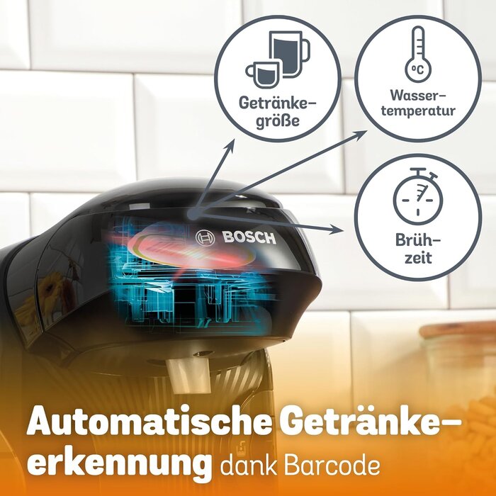 Bosch Vollautomatische Kapselmaschine schwarz, 1400W - 33% Rabatt