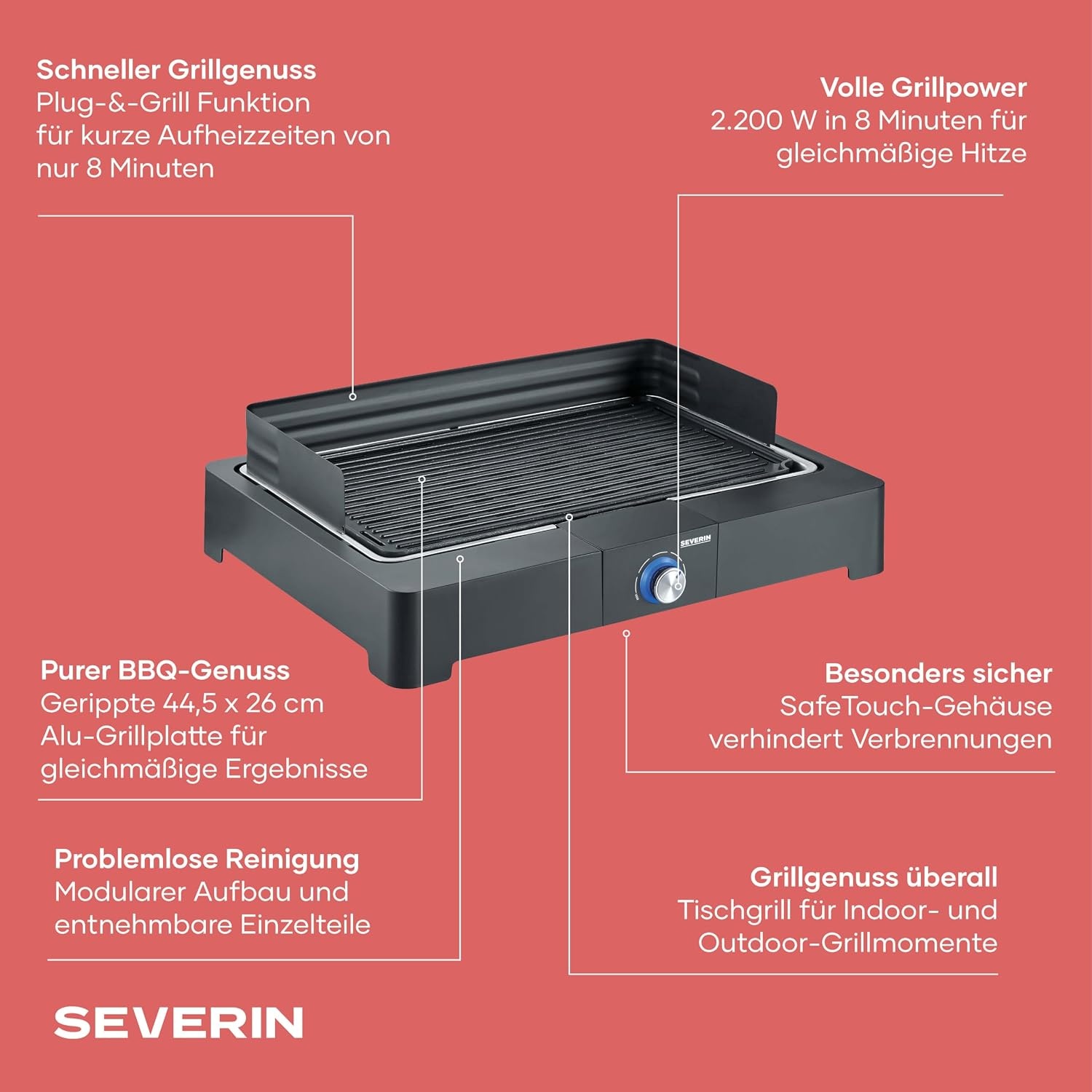 Elektro-Tischgrill 2200W für Innen & Außen - 34% Rabatt