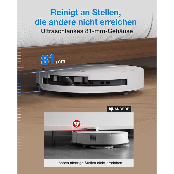 Saug- und Wischroboter mit OMNI-Station, 81 mm flach - 35% Rabatt