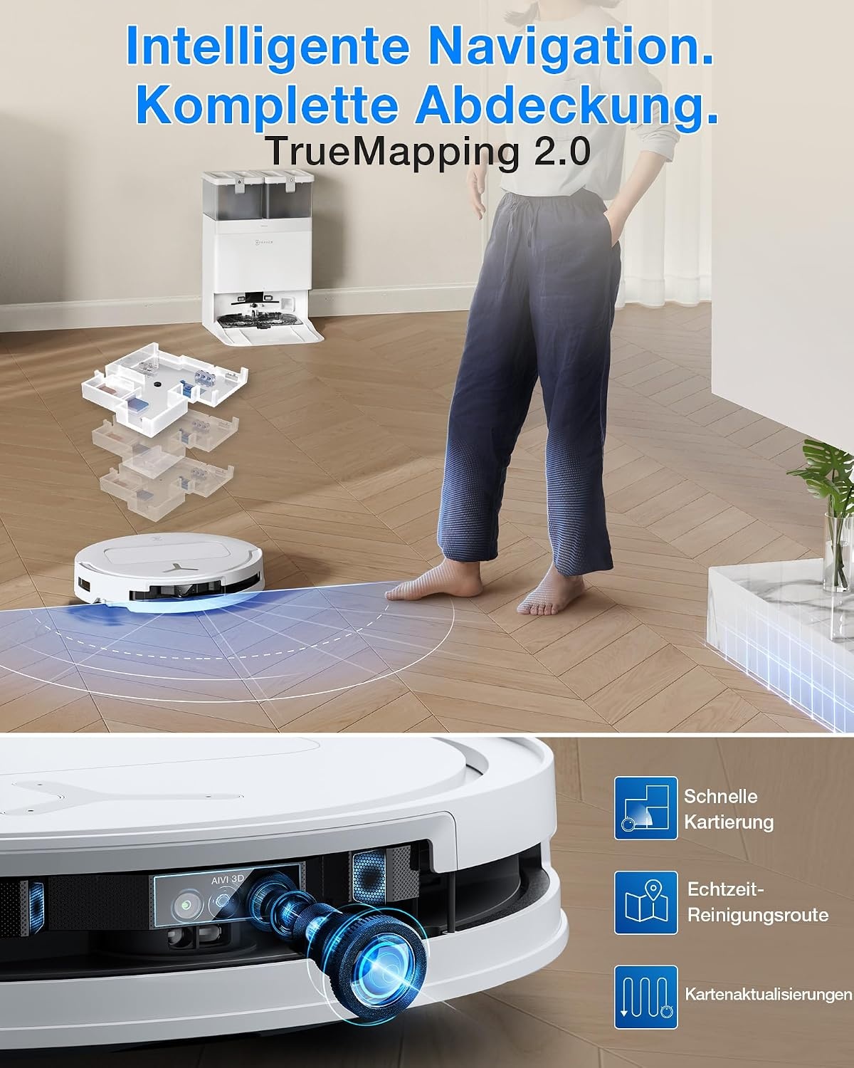 Saug- und Wischroboter mit OMNI-Station, 81 mm flach - 35% Rabatt