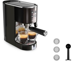 Kompakte Espressomaschine mit 15 Bar - Schwarz/Edelstahl - 34% Rabatt