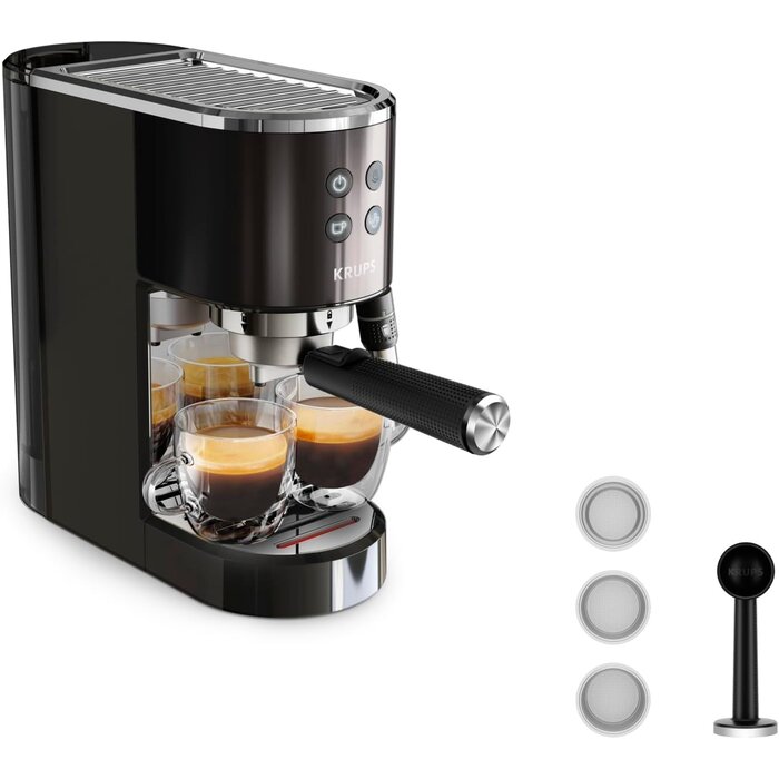 Kompakte Espressomaschine mit 15 Bar - Schwarz/Edelstahl - 34% Rabatt