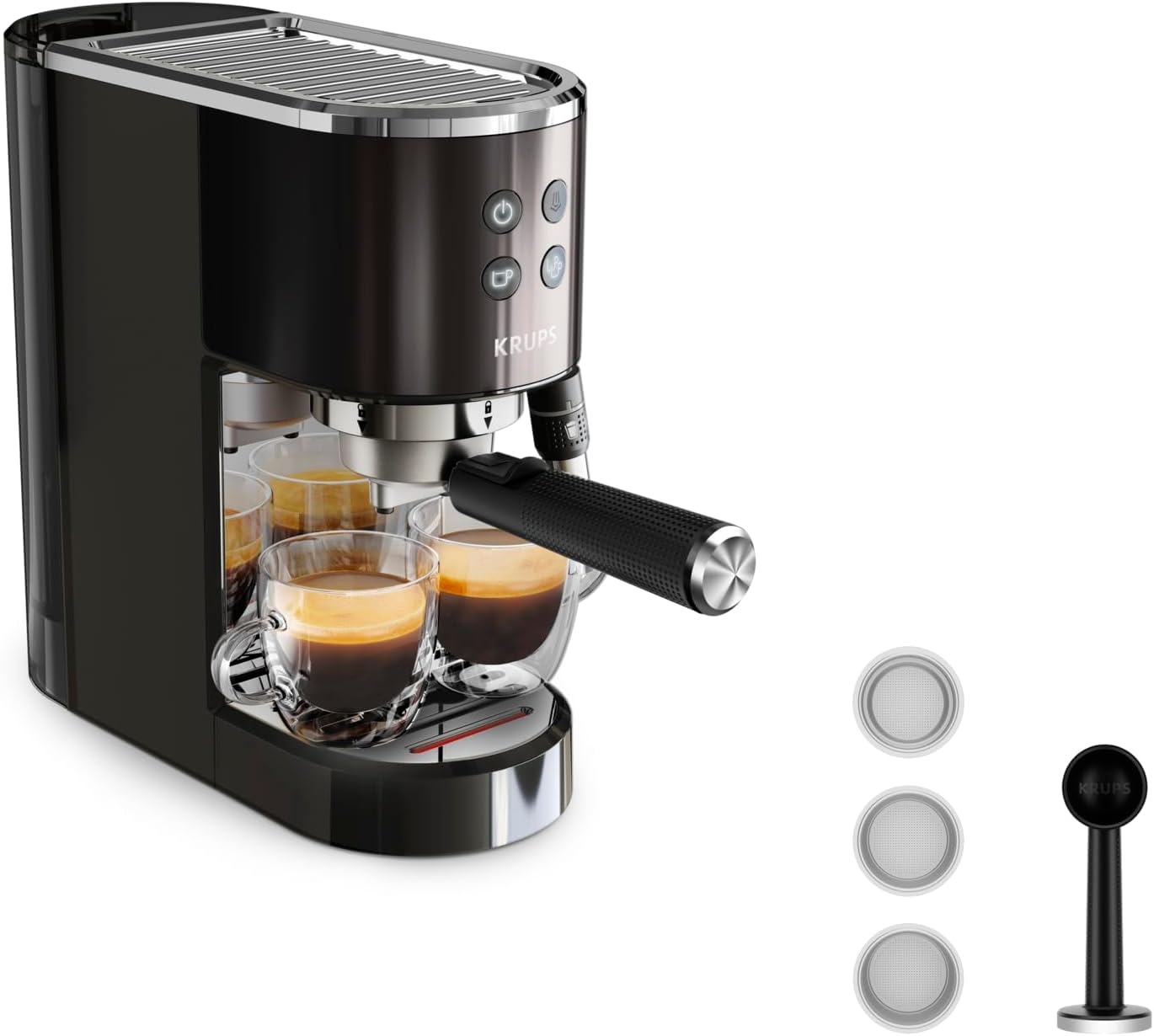Kompakte Espressomaschine mit 15 Bar - Schwarz/Edelstahl - 34% Rabatt