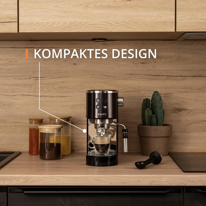 Kompakte Espressomaschine mit 15 Bar - Schwarz/Edelstahl - 34% Rabatt
