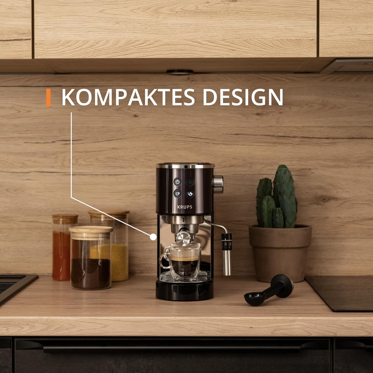 Kompakte Espressomaschine mit 15 Bar - Schwarz/Edelstahl - 34% Rabatt