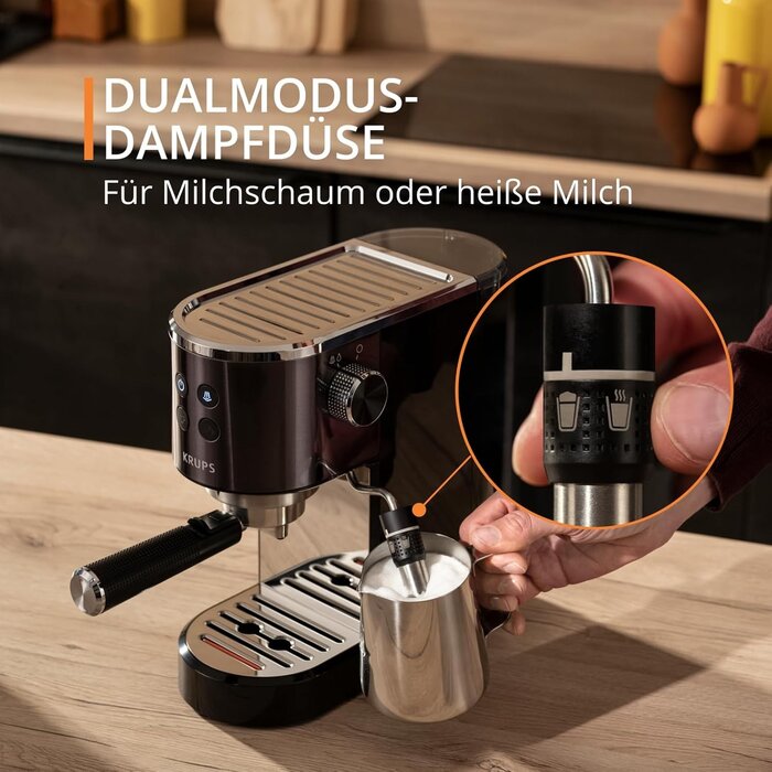 Kompakte Espressomaschine mit 15 Bar - Schwarz/Edelstahl - 34% Rabatt
