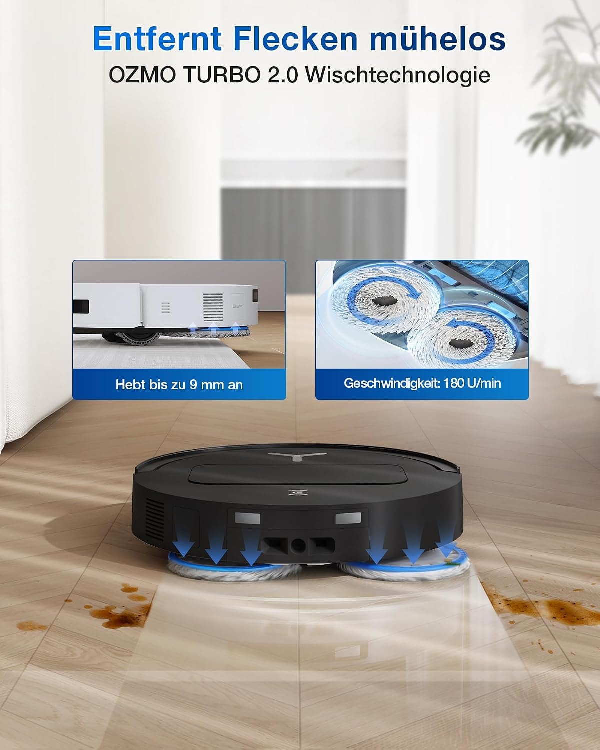 Saugroboter mit Wischfunktion 35% Rabatt | 25.000 Pa | Ultraflach 81 mm | Schwarz