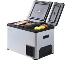 Tragbare 43L Kompressor-Kühlbox 2 Zonen Edelstahloptik - 35% Rabatt