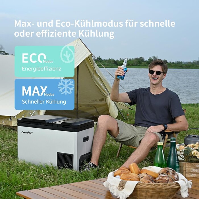 Tragbare 43L Kompressor-Kühlbox 2 Zonen Edelstahloptik - 35% Rabatt