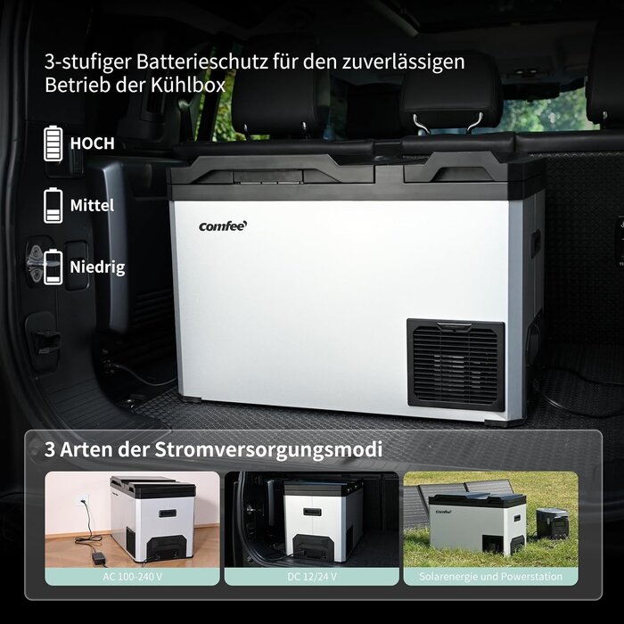 Tragbare 43L Kompressor-Kühlbox 2 Zonen Edelstahloptik - 35% Rabatt