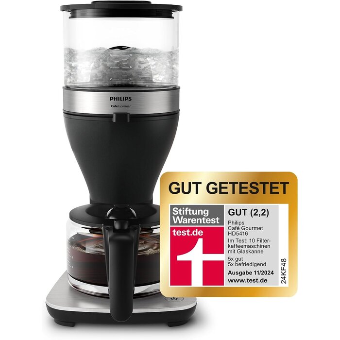 Philips Filterkaffeemaschine 1,25 Liter, Schwarz/Silber - 34% Rabatt