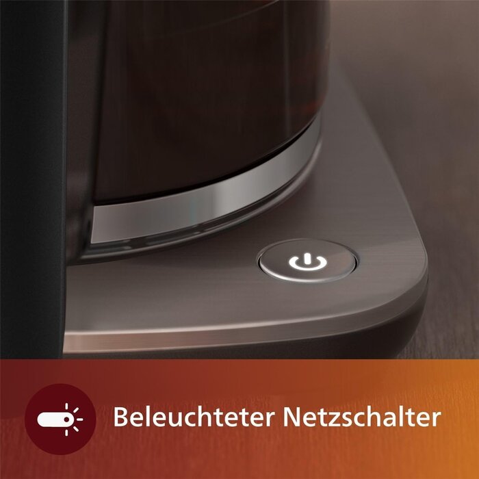 Philips Filterkaffeemaschine 1,25 Liter, Schwarz/Silber - 34% Rabatt