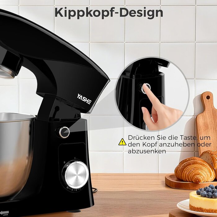 Küchenmaschine 1500W mit 2 Schüsseln, 10 Stufen - 34% Rabatt