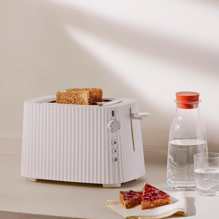 Designer Toaster Plissee-Optik Weiß 850W | 34% Rabatt