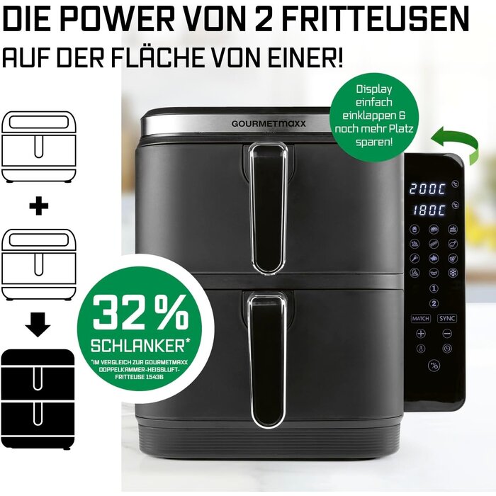 Vertikale 10L Heißluftfritteuse - 35% Rabatt - Schwarz