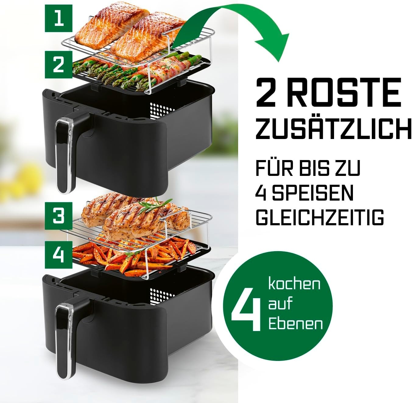 Vertikale 10L Heißluftfritteuse - 35% Rabatt - Schwarz