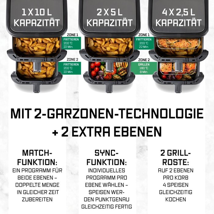 Vertikale 10L Heißluftfritteuse - 35% Rabatt - Schwarz
