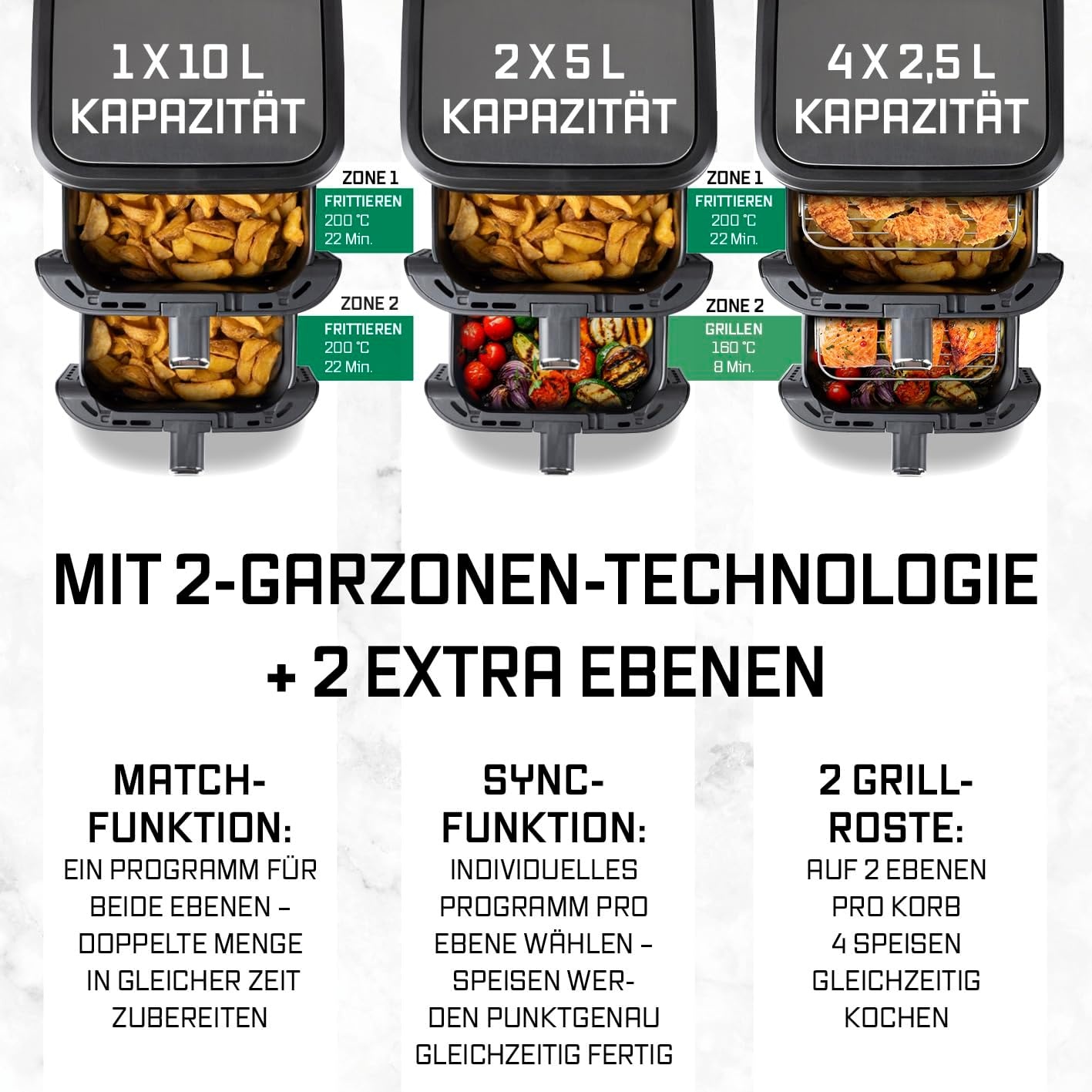 Vertikale 10L Heißluftfritteuse - 35% Rabatt - Schwarz