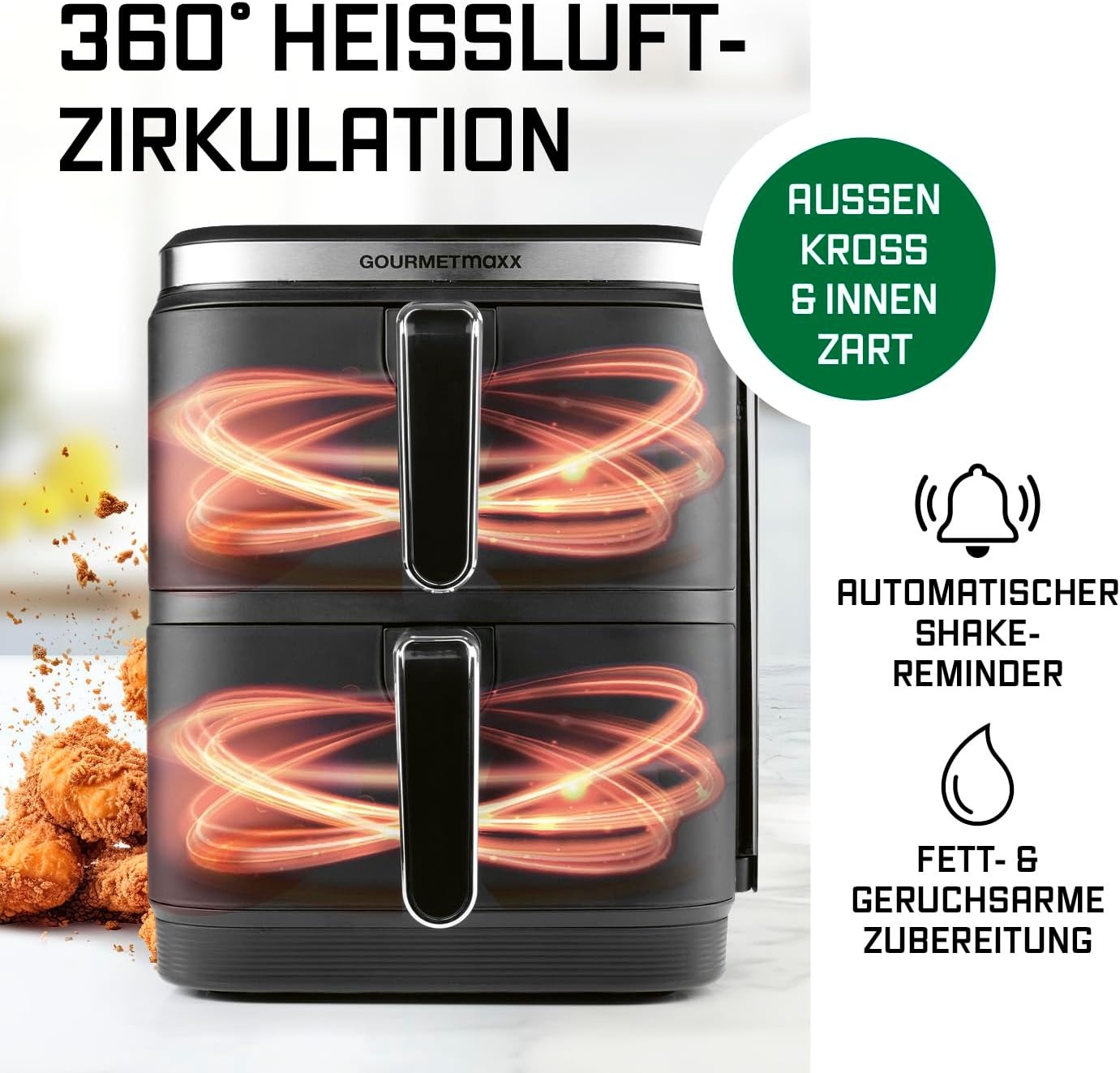 Vertikale 10L Heißluftfritteuse - 35% Rabatt - Schwarz