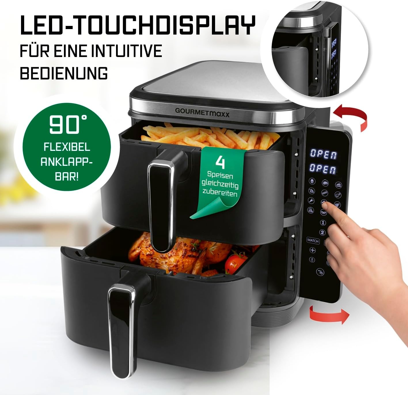 Vertikale 10L Heißluftfritteuse - 35% Rabatt - Schwarz