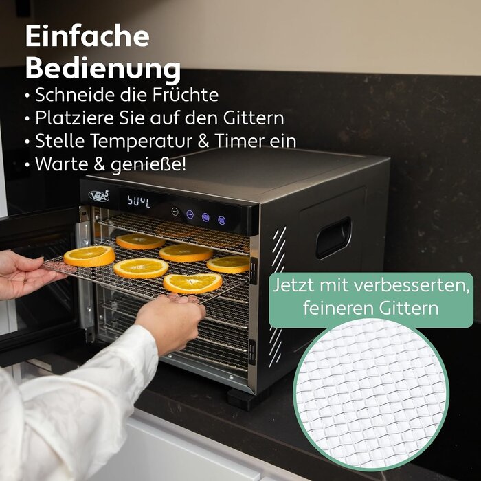 Dörrgerät 650W Edelstahl mit 6 Ebenen - 34% Rabatt auf das Ausstellungsstück