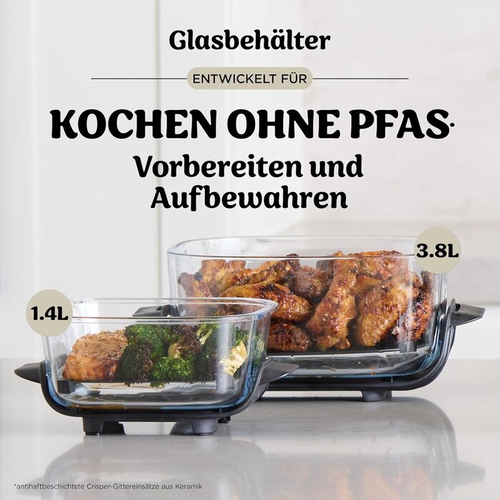 Heißluftfritteuse 3,8 L - 4-in-1 System - Farbe Stein - 34% Rabatt