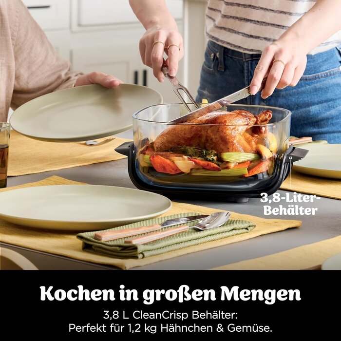 Heißluftfritteuse 3,8 L - 4-in-1 System - Farbe Stein - 34% Rabatt