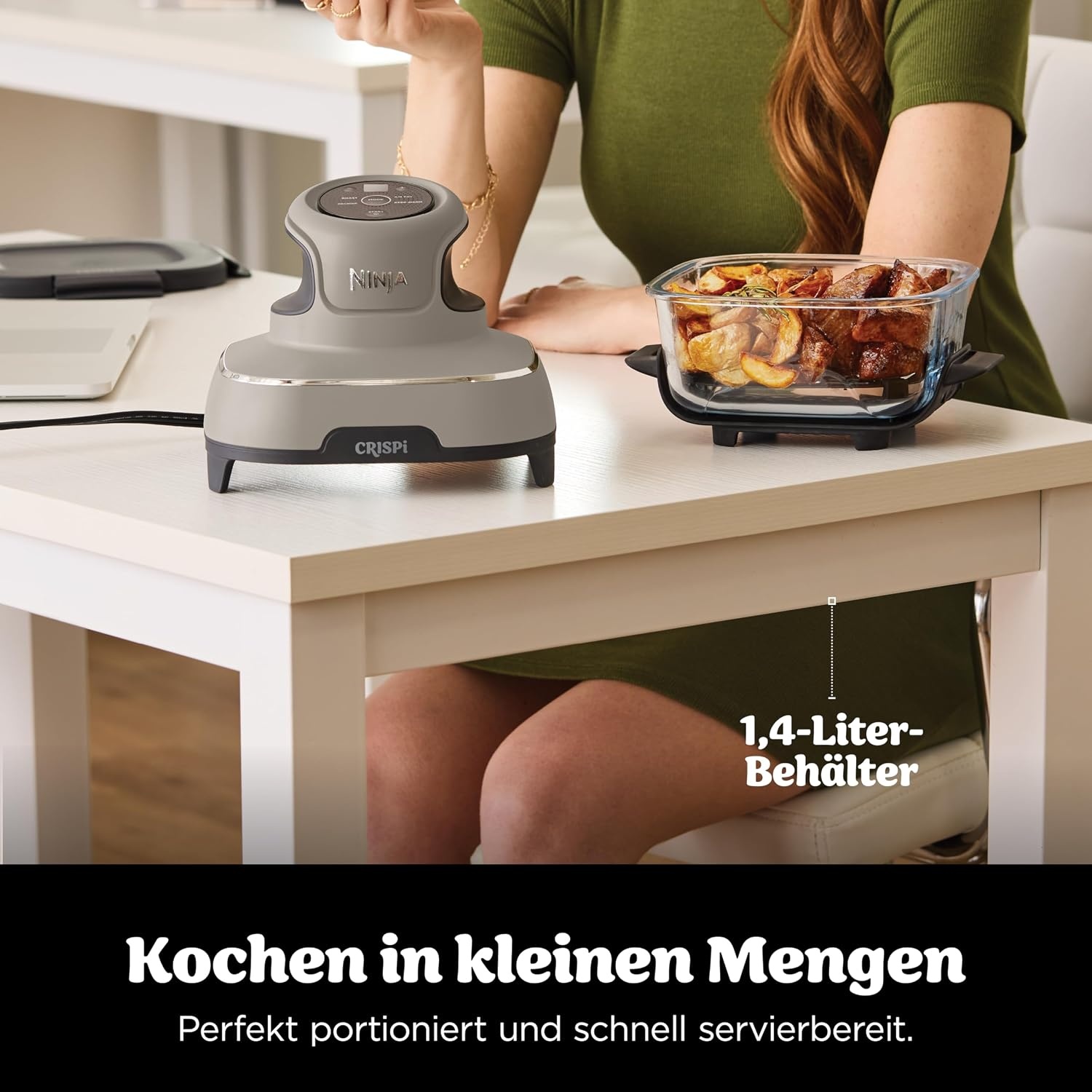 Heißluftfritteuse 3,8 L - 4-in-1 System - Farbe Stein - 34% Rabatt