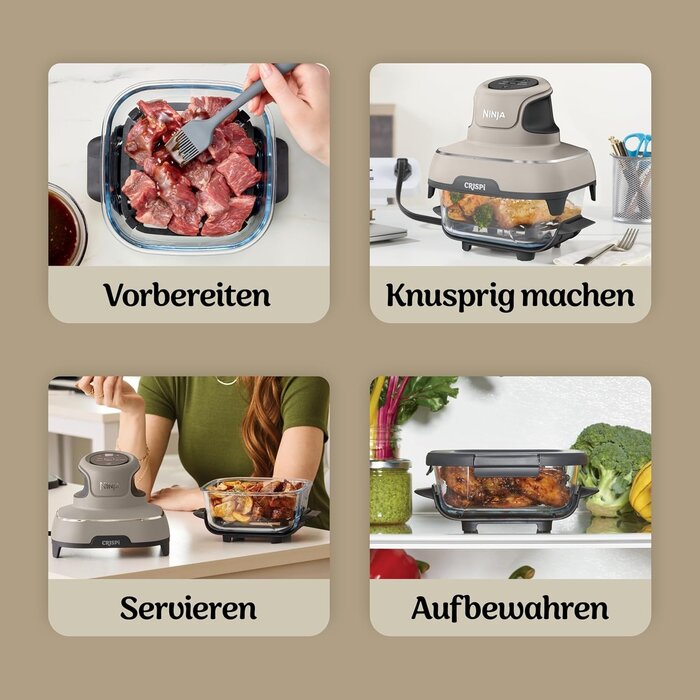Heißluftfritteuse 3,8 L - 4-in-1 System - Farbe Stein - 34% Rabatt