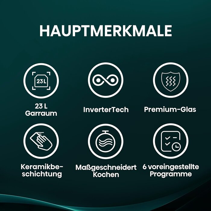 Inverter-Mikrowelle 23L 900W Schwarz - Keramikbeschichtung - 34% Rabatt