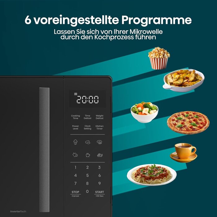 Inverter-Mikrowelle 23L 900W Schwarz - Keramikbeschichtung - 34% Rabatt