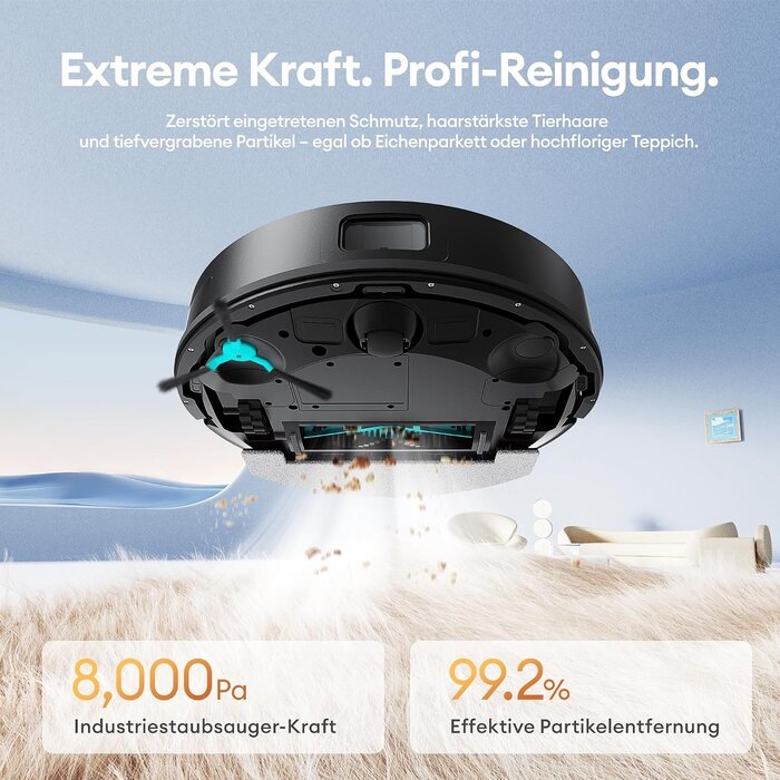 Saugroboter 3-in-1: 8000 Pa, LiDAR-Navigation - Schwarz - 35% Rabatt