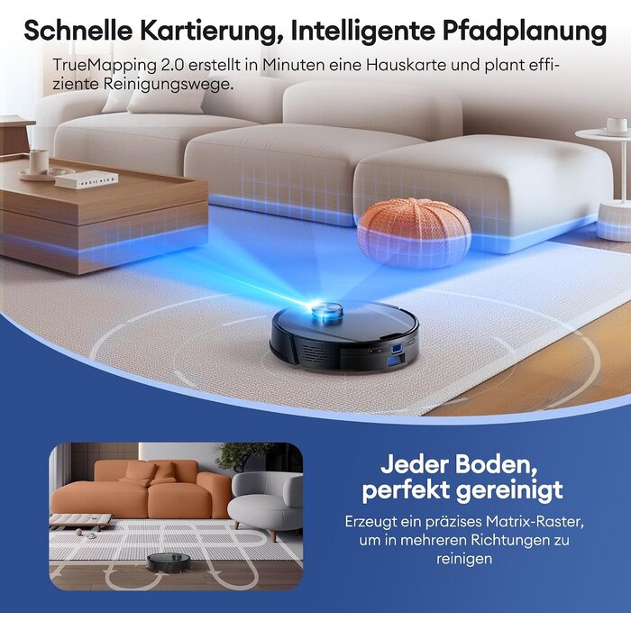 Saugroboter 3-in-1: 8000 Pa, LiDAR-Navigation - Schwarz - 35% Rabatt