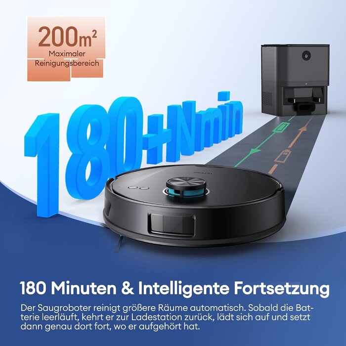 Saugroboter 3-in-1: 8000 Pa, LiDAR-Navigation - Schwarz - 35% Rabatt