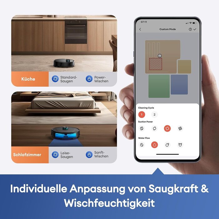 Saugroboter 3-in-1: 8000 Pa, LiDAR-Navigation - Schwarz - 35% Rabatt