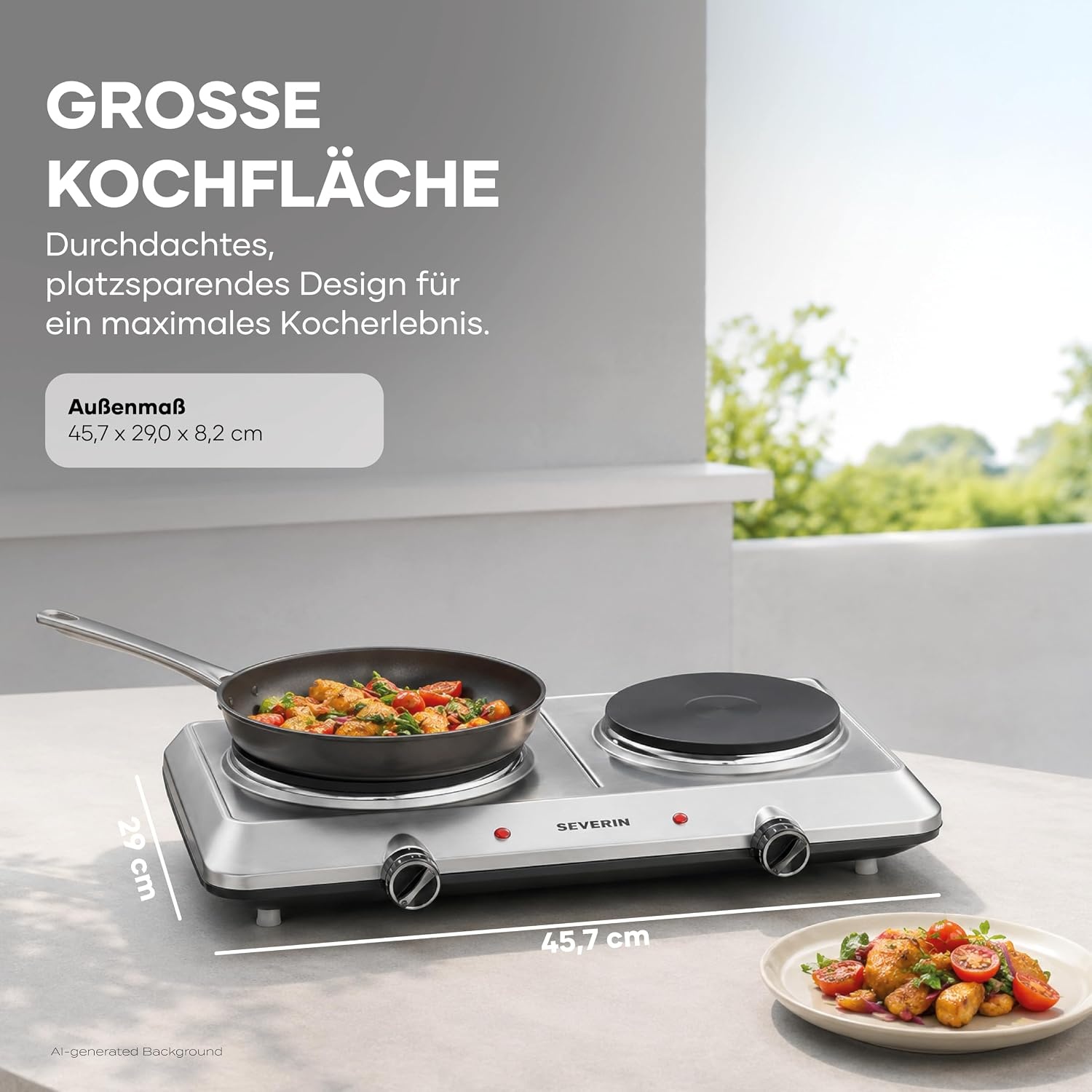Doppelkochplatte 2500W Edelstahl - 33% Rabatt