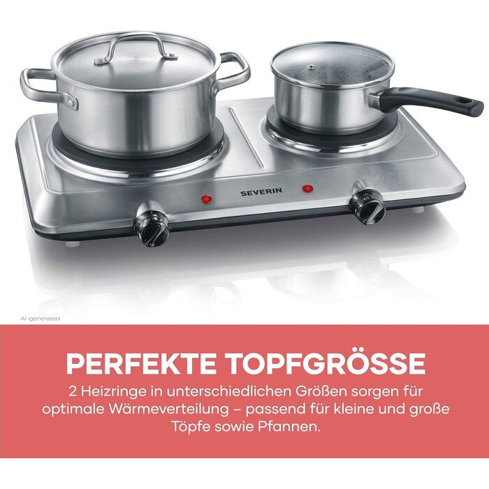 Doppelkochplatte 2500W Edelstahl - 33% Rabatt