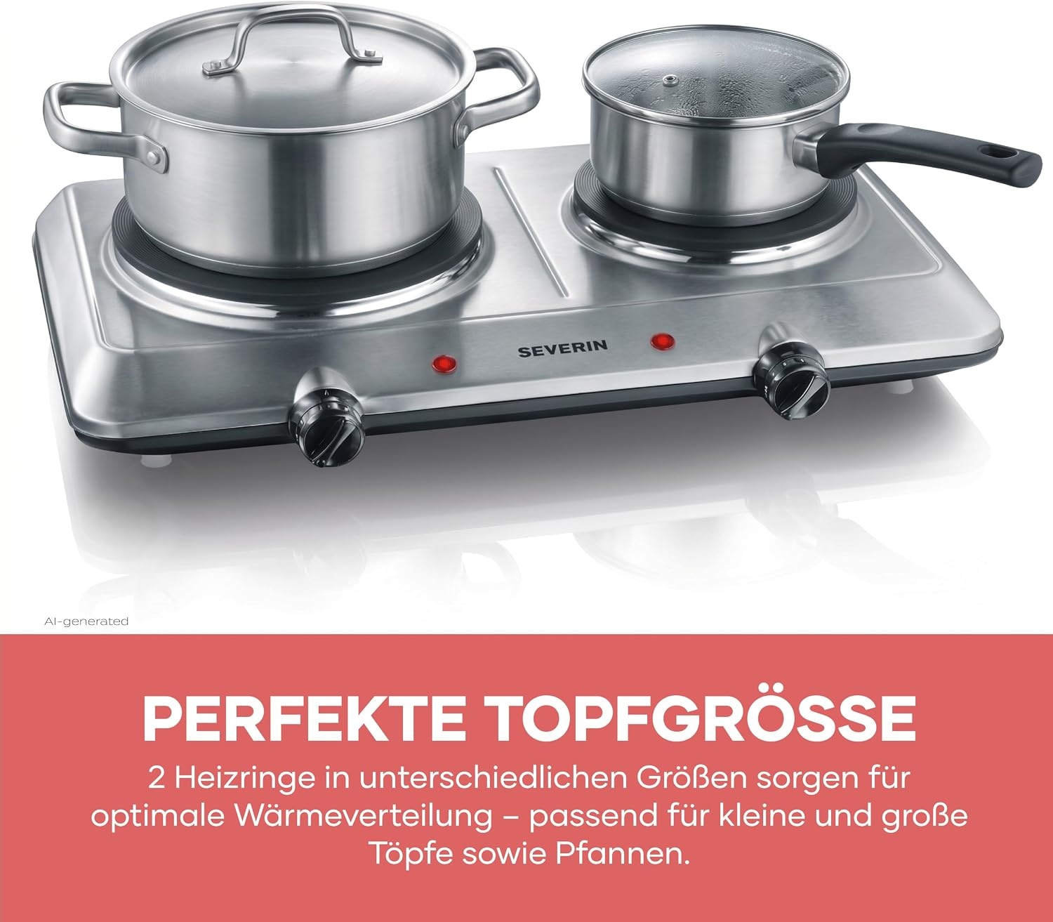 Doppelkochplatte 2500W Edelstahl - 33% Rabatt