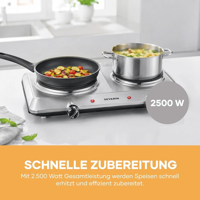 Doppelkochplatte 2500W Edelstahl - 33% Rabatt