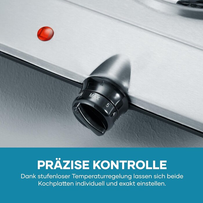 Doppelkochplatte 2500W Edelstahl - 33% Rabatt