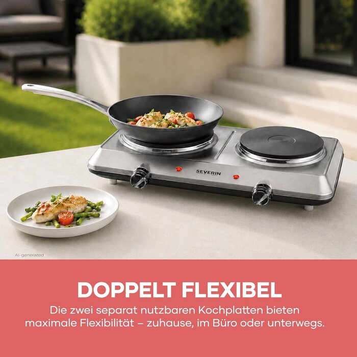 Doppelkochplatte 2500W Edelstahl - 33% Rabatt