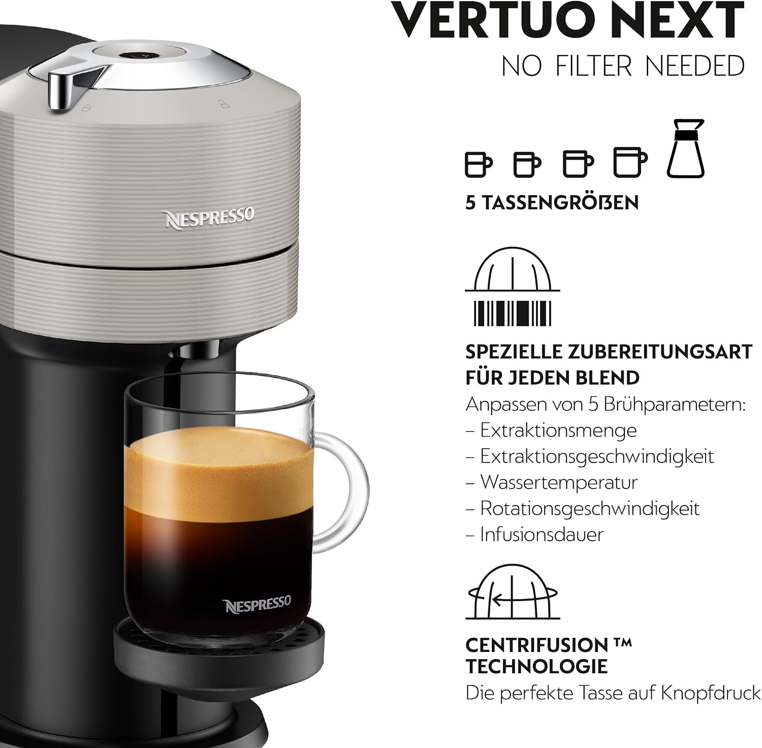 Kaffeekapselmaschine Vertuo Next Hellgrau - 35% Rabatt