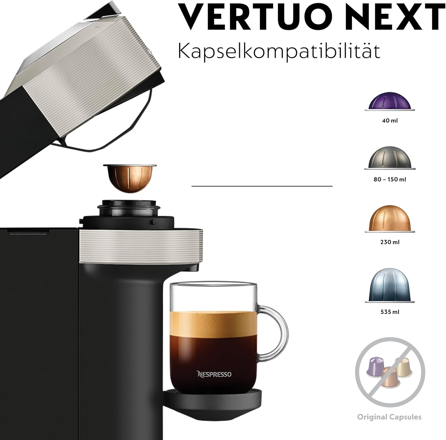 Kaffeekapselmaschine Vertuo Next Hellgrau - 35% Rabatt