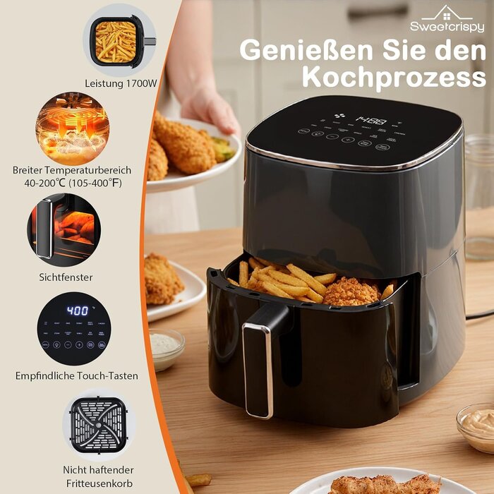 6L Heißluftfritteuse mit Sichtfenster & HD-Touchscreen - 33% Rabatt