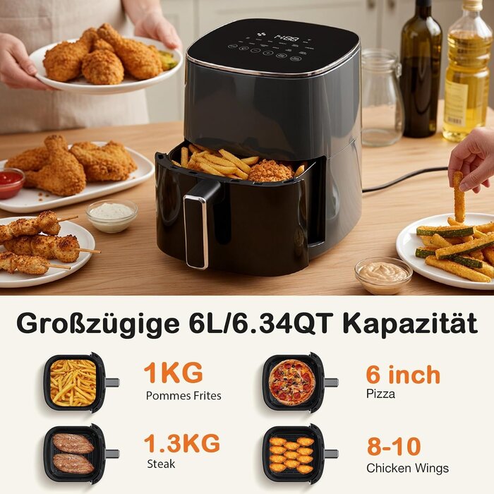 6L Heißluftfritteuse mit Sichtfenster & HD-Touchscreen - 33% Rabatt