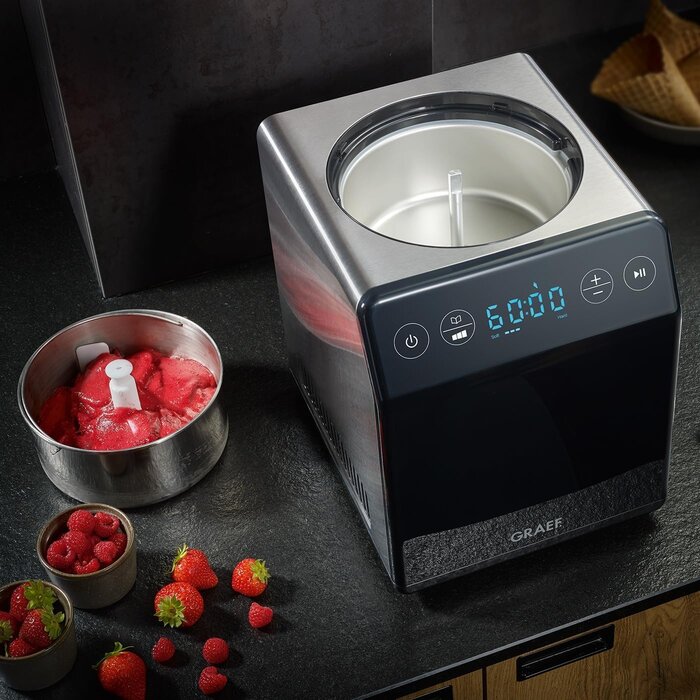 Profi-Eismaschine 2L mit Kompressor - 180W - Edelstahl - 35% Rabatt